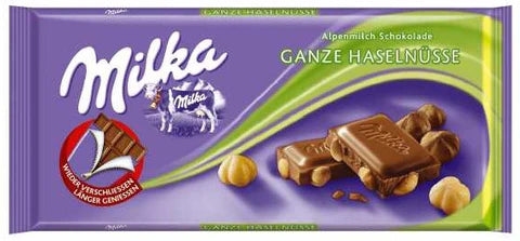 Milka Milk Chocolate-Whole Hazelnuts 100g